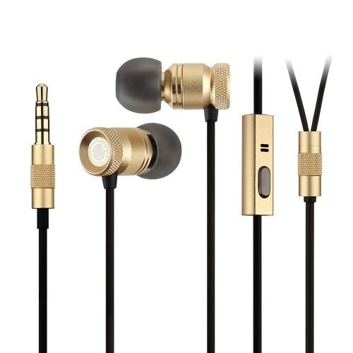 Earbuds with microphone, GGMM In-ear Earphones Full Metal Ear Buds Headphones with Mic In-Line Control Universal for iPhone, Samsung, Nightingale Gold